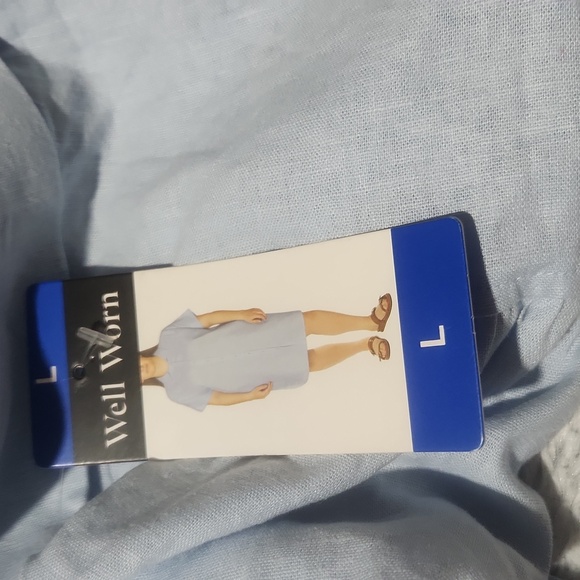 WELL WORN Light Blue Button-Up Front  Shirt Dress Size L. - Picture 9 of 9